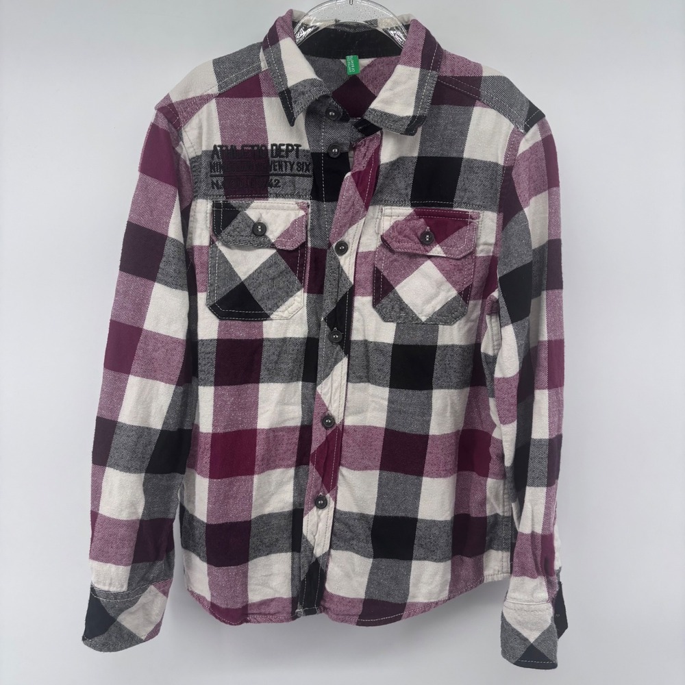 United Colors of Benetton Kids Flannel Plaid Button Up Shirt